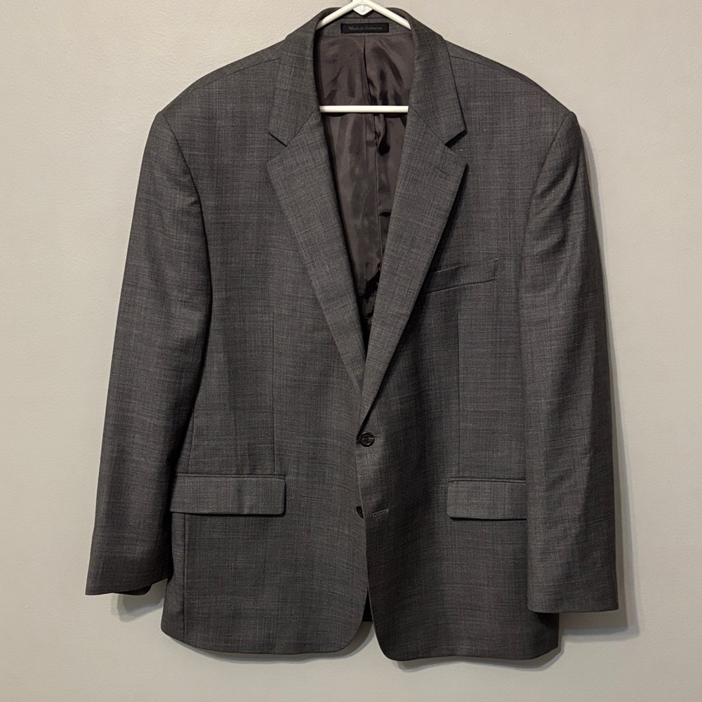 Chaps Men's Charcoal Gray Single-Breasted Blazer 100% wool